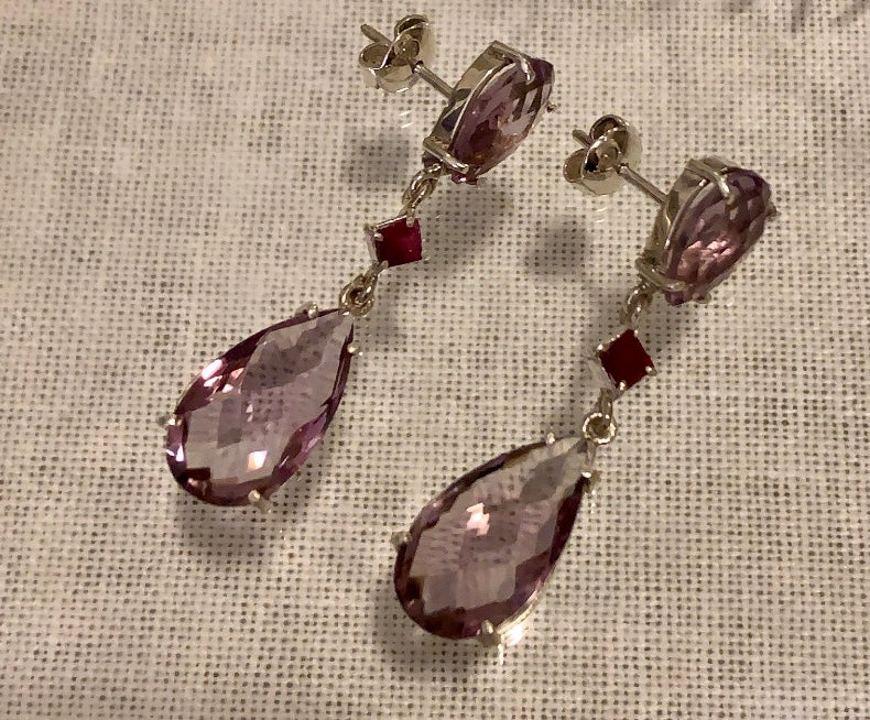 Amethyst & Ruby Earrings