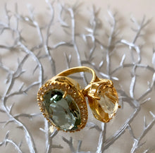 Load image into Gallery viewer, Green Amethyst &amp; Citrine Ring
