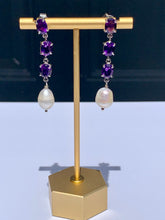Load image into Gallery viewer, Amethyst &amp; Pearl Earrings
