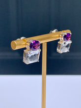 Load image into Gallery viewer, Amethyst &amp; White Topaz Ear Studs
