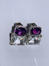 Load image into Gallery viewer, Amethyst &amp; White Topaz Ear Studs
