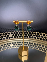 Load image into Gallery viewer, Citrine &amp; Dark Green Quartz Earrings
