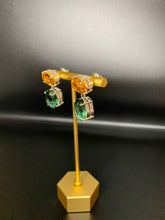 Load image into Gallery viewer, Citrine &amp; Dark Green Quartz Earrings
