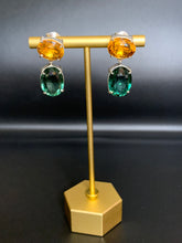 Load image into Gallery viewer, Citrine &amp; Dark Green Quartz Earrings
