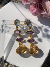 Load image into Gallery viewer, Blue Topaz, Amethyst &amp; Citrine Earrings
