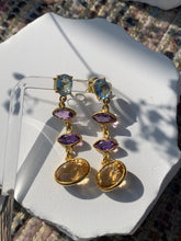 Load image into Gallery viewer, Blue Topaz, Amethyst &amp; Citrine Earrings

