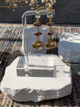 Load image into Gallery viewer, Blue Topaz, Amethyst &amp; Citrine Earrings
