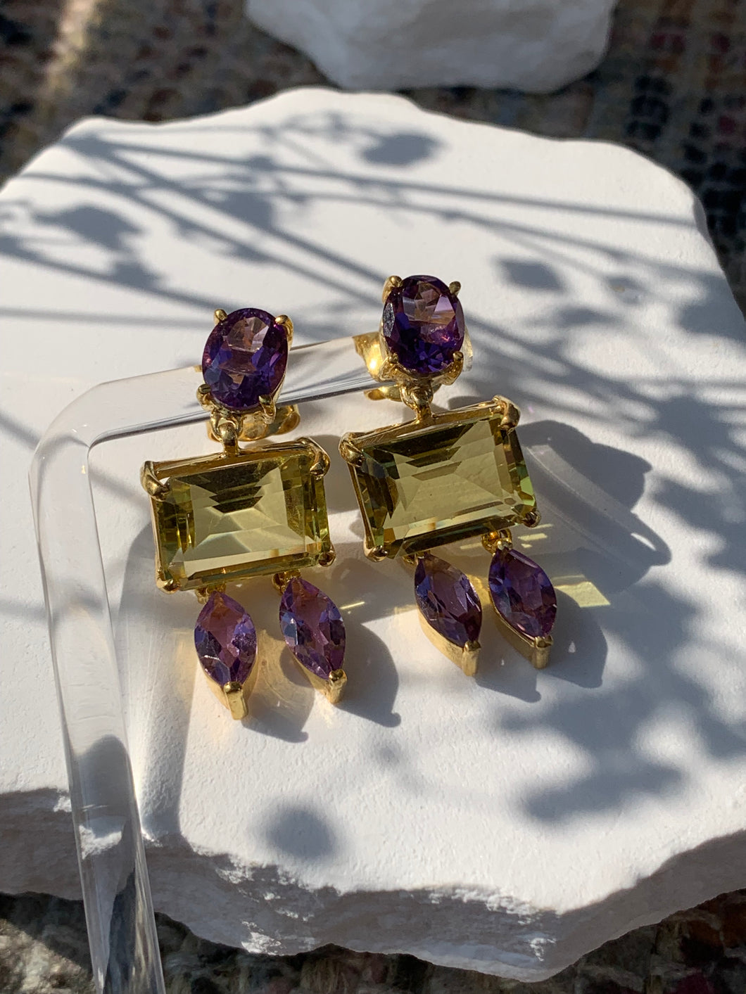 Amethyst & Lemon Quartz Earring