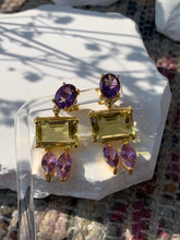 Load image into Gallery viewer, Amethyst &amp; Lemon Quartz Earring
