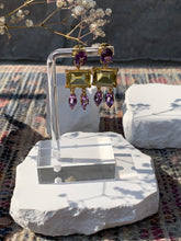 Load image into Gallery viewer, Amethyst &amp; Lemon Quartz Earring
