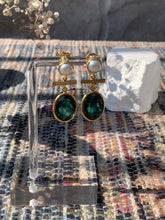 Load image into Gallery viewer, Pearl &amp; Green Quartz Earrings
