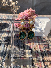 Load image into Gallery viewer, Pearl &amp; Green Quartz Earrings
