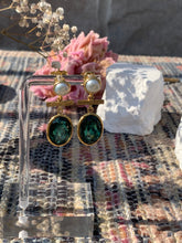 Load image into Gallery viewer, Pearl &amp; Green Quartz Earrings

