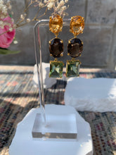 Load image into Gallery viewer, Citrine, Green Amethyst, Smokey Quartz Earrings
