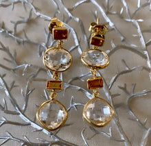 Load image into Gallery viewer, White Topaz &amp; Citrine Earrings
