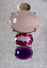 Load image into Gallery viewer, Pendant set with Rose Quartz, Pink Topaz &amp; Amethyst
