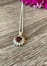 Load image into Gallery viewer, Garnet &amp; Cubic Zirconia Pendant on a Sterling Silver Chain
