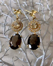 Load image into Gallery viewer, Moonstone, Citrine &amp; Smoky Quartz Earrings
