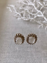 Load image into Gallery viewer, Ear studs with Moonstone &amp; Cubic Zirconia
