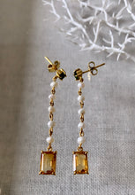 Load image into Gallery viewer, Green Diopside, Citrine &amp; Pearl Earrings
