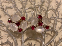 Load image into Gallery viewer, Moonstone &amp; Ruby Earrings
