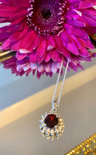 Load image into Gallery viewer, Garnet &amp; Cubic Zirconia Pendant on a Sterling Silver Chain
